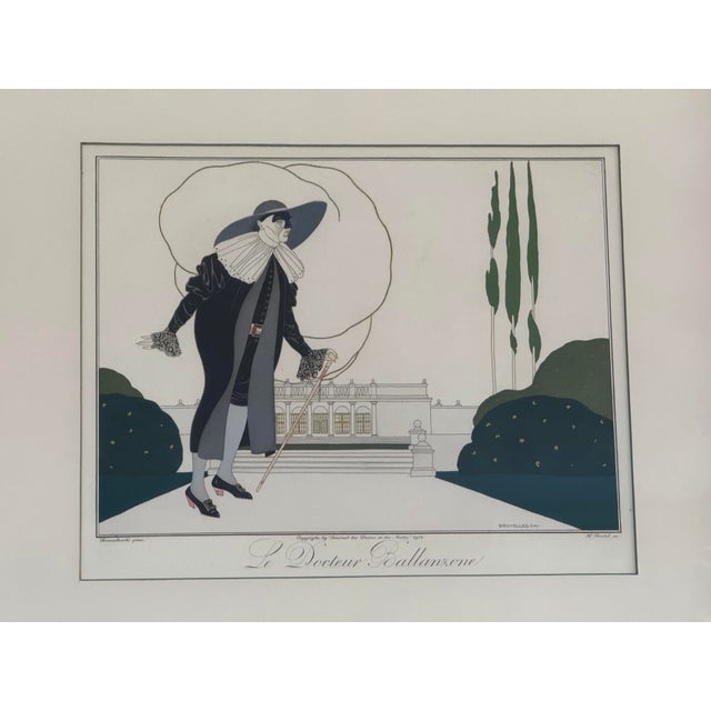 1910s 1910s Umberto Brunelleschi "Le Docteur Ballanzone" 1914 Original Pochoir-Colored Engraving, Framed For Sale - Image 5 of 12