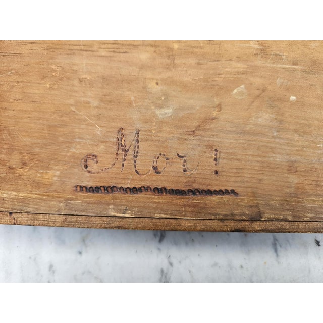 Art deco wooden tray with carvings - goat, seahorse, dimensions: height with handle 4.3 cm, width 42.5 cm, depth 21 cm.