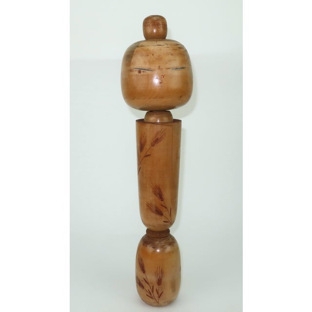 Wood 1940s Artist Signed Large Japanese Wood Kokeshi Dolls, Set of 3 For Sale - Image 7 of 16