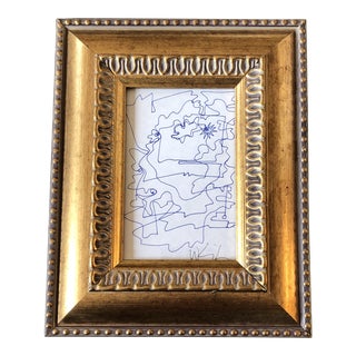 Original Vintage Wayne Cunningham Small Abstract Ink Drawing Framed For Sale