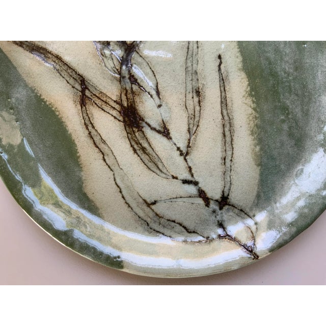 Studio Pottery Plate With Eucalyptus Leaf Embossing For Sale In Los Angeles - Image 6 of 12