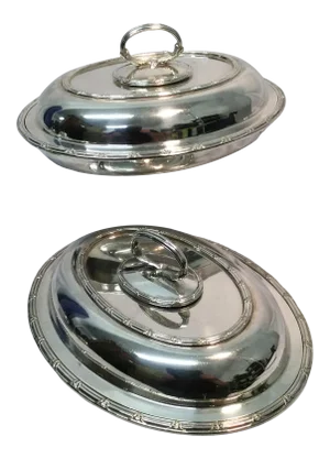 Antique Set of Mappin & Webb Oval Covered Vegetable Dishes Made in England