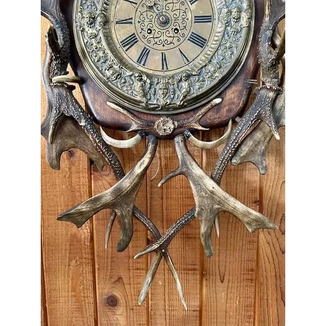 Antique 1900s Antler Clock For Sale - Image 9 of 9