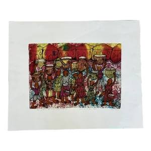 The Search for Water- Water Scarcity, Artist: Soji Niran, Pen and Ink on Rice Paper Painting