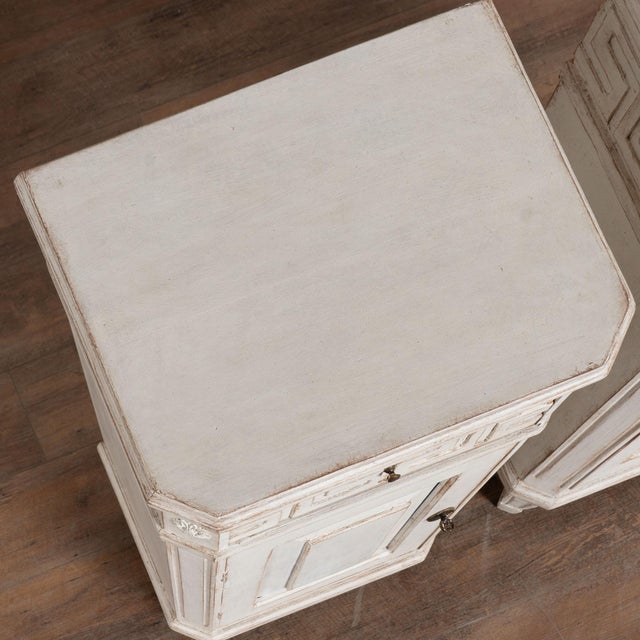 Early 20th Century Swedish White Nightstands, Pair For Sale - Image 4 of 12