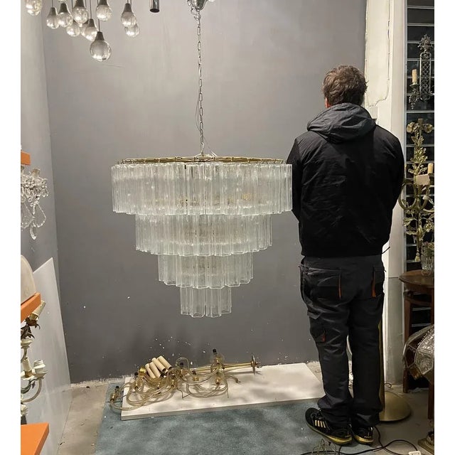 Large Tronchi Murano Glass Tube Chandelier by Paolo Venini, 1980s For Sale - Image 9 of 13