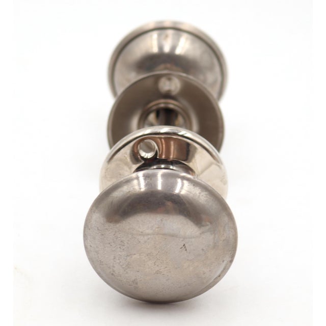 Vintage 2.25 In. Polished Nickel Passage Door Knob Set For Sale - Image 4 of 5