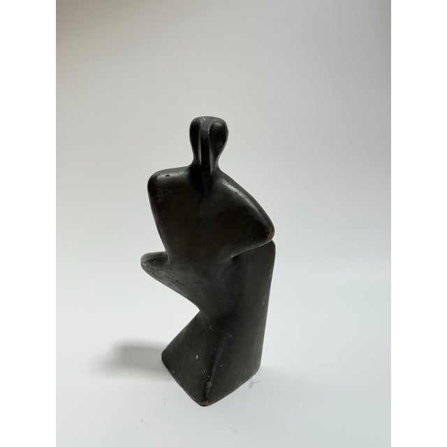 Black Mid 20th Century Modernist Bronze Figural Sculpture 9.5” Tall For Sale - Image 8 of 9