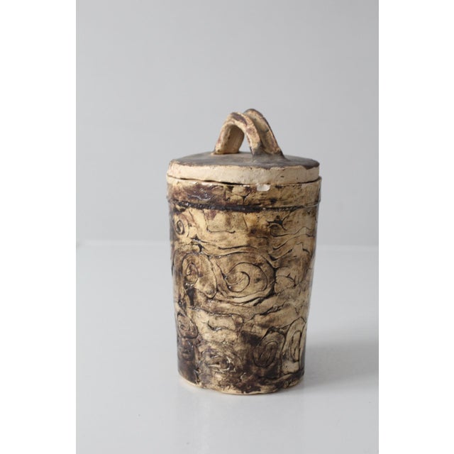 Vintage Handmade Studio Pottery Lidded Jar For Sale - Image 9 of 16