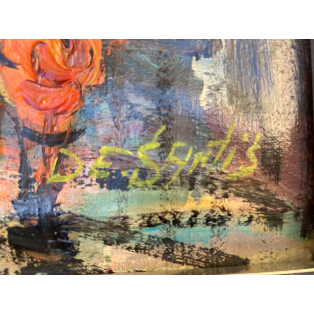 Textile Mid-Century Modern Impressionist Paris Cityscape Oil Painting For Sale - Image 7 of 8