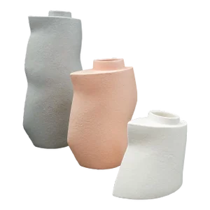 Artist Signed 1986 Memphis Studio Art Pottery Sculptural Zig Zag Vase Set of 3