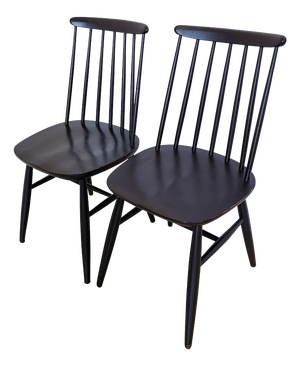 Vintage Black Beech Dining Chairs in the style of Ilmari Tapiovaara, 1970s, Set of 2