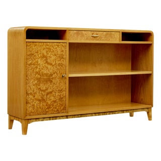 Mid-Century Modern Scandinavian Elm and Burr Low Open Bookcase by Bodafors, 1950 For Sale