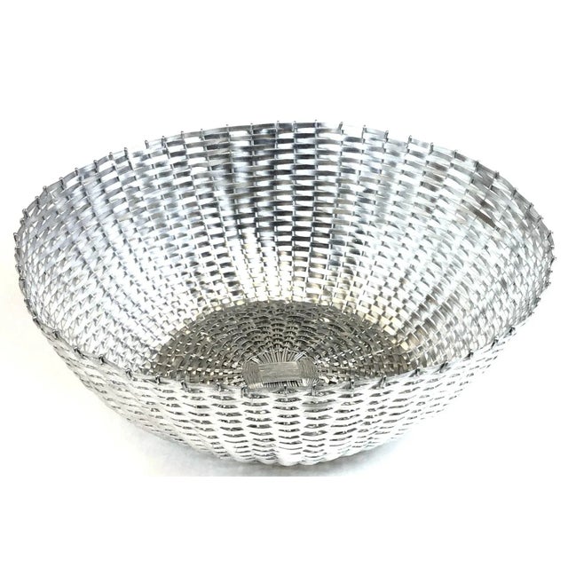 Huge Aluminum Woven Basket Fruit Bowl For Sale - Image 10 of 10