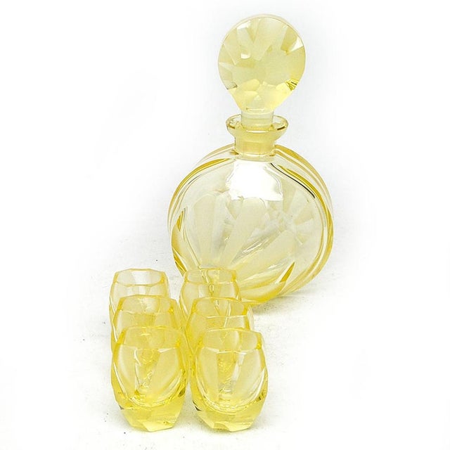 Art Deco Liquor Set from Moser, Czechoslovakia, 1930s, Set of 7 For Sale - Image 3 of 18