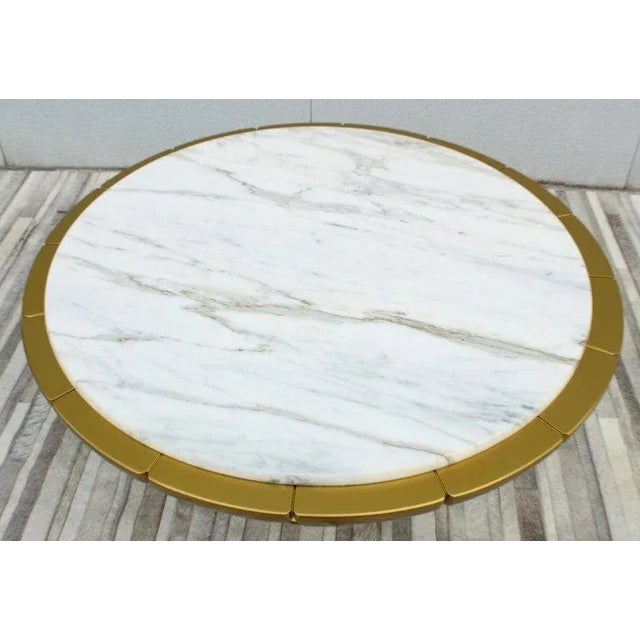 Stunning 1950's wood lacquered base with Carrara Italian marble top coffee table in the style of James Mont made by...