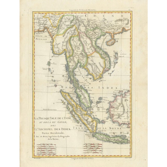 Antique Map of Southeast Asia by Bonne, 1787 For Sale
