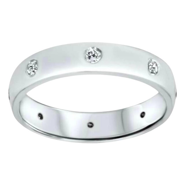 6 Flush Set Bezel Diamond Eternity Wedding Band in 18 Karat White Gold For Sale