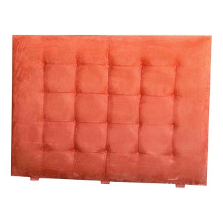 Vintage Vetvet and Metal Headboard For Sale