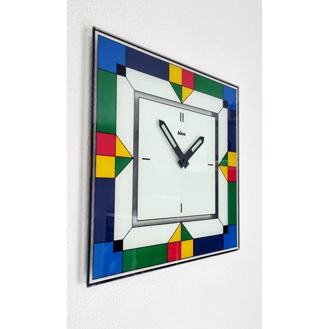 Large Glass Wall Clock by Bino, 1980s For Sale - Image 3 of 12