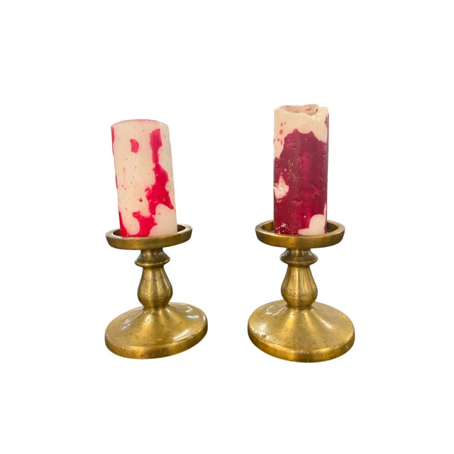 1980s Vintage Metal Candlestick Pair For Sale - Image 5 of 10