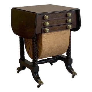 Early 19th Century American Federal Mahogany Work Table For Sale