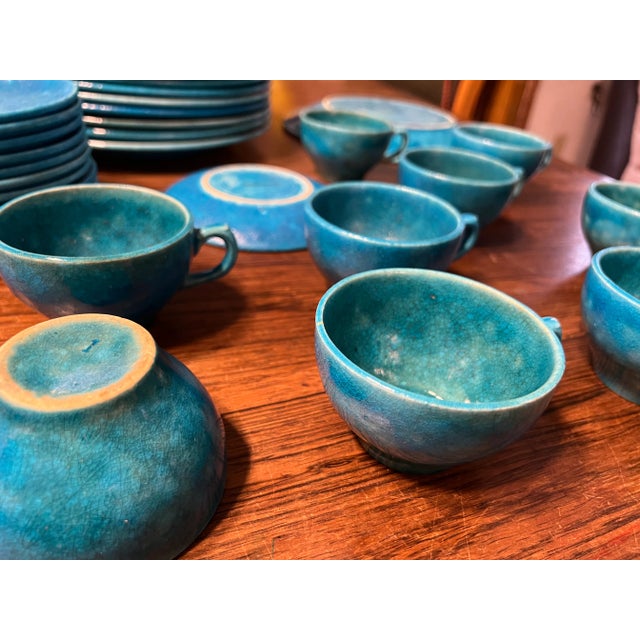 1910s Edmond Lachenal Turquoise Dinnerware Set- 32 Pieces Amazing! Off to Rago Spring Auctions For Sale - Image 9 of 12