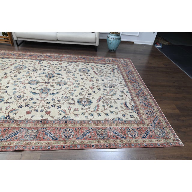 1970s 1970s Vintage Persian Handmade Wool Cotton Area Rug For Sale - Image 5 of 11