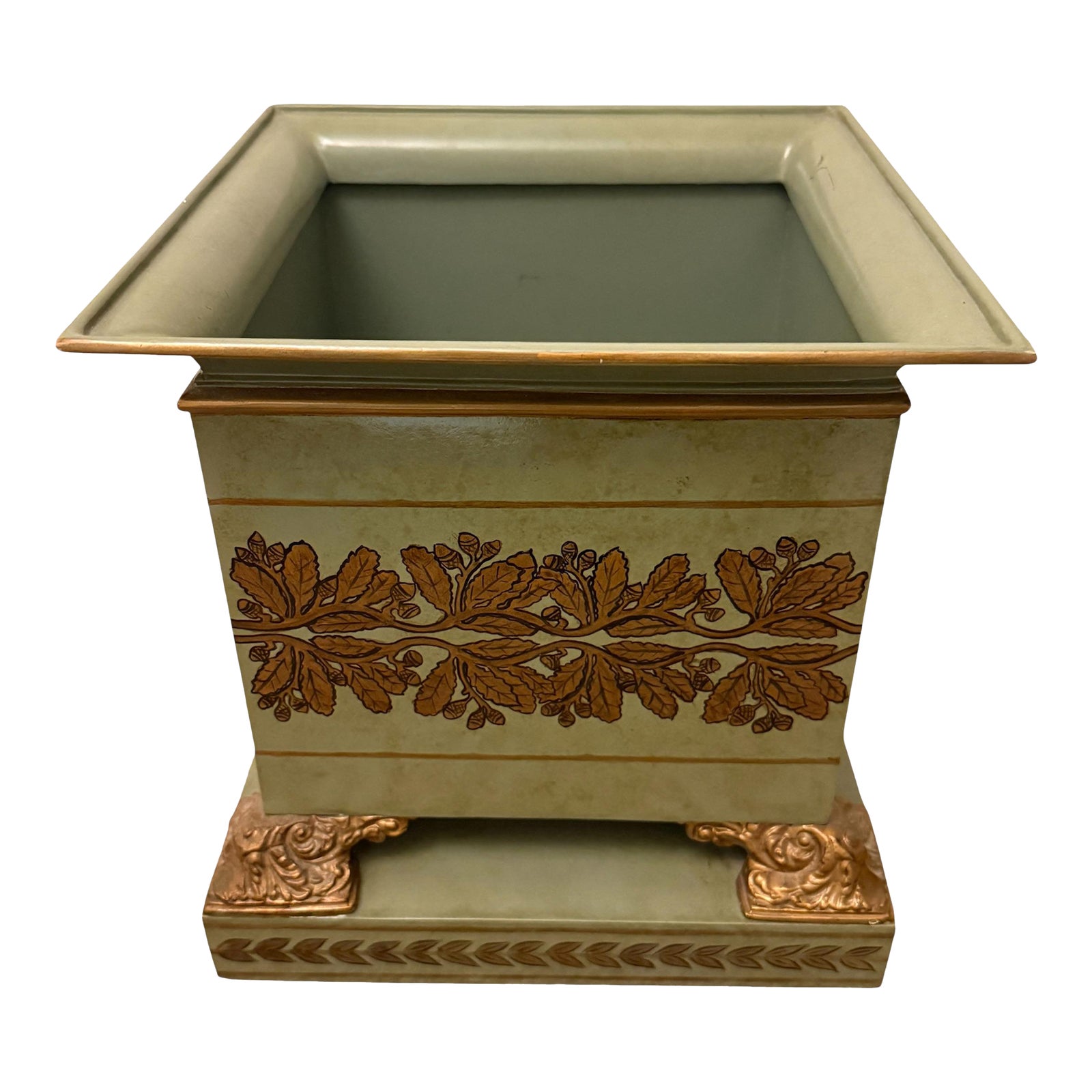 Vintage Italian Tole Square Cachepot | Chairish