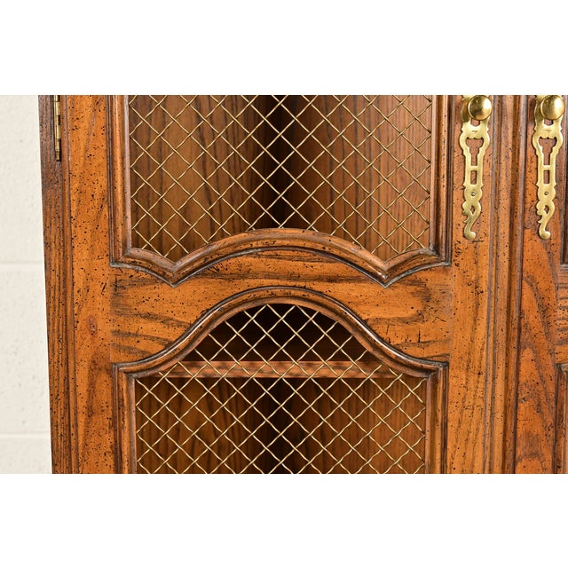 Baker Furniture French Provincial Louis XV Carved Oak Secretary Desk With Bookcase Hutch, Circa 1960s For Sale - Image 11 of 17