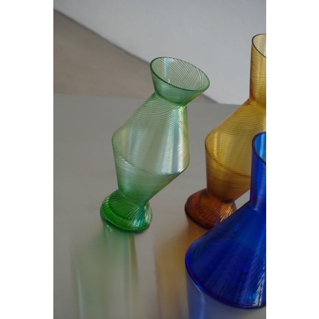 Beautiful Bohemian crystal set, made in the 1970s, in emerald, amber, and sapphire glass. In perfect condition with no...