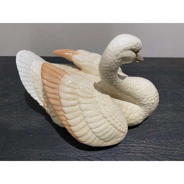 Beige Large Italian Porcelain Swan Sculpture, Signed & Number For Sale - Image 8 of 12