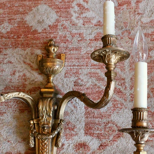 Pair of Louis XVI Style Gilt Bronze Sconces For Sale - Image 9 of 15