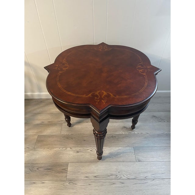 Ethan Allen Mediterranean Style Large Marquetry Accent Side or End Table For Sale - Image 10 of 16