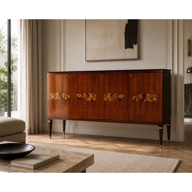 Mid-Century Italian Sideboard with Floral Marquetry by Paolo Buffa, 1950s For Sale - Image 14 of 18