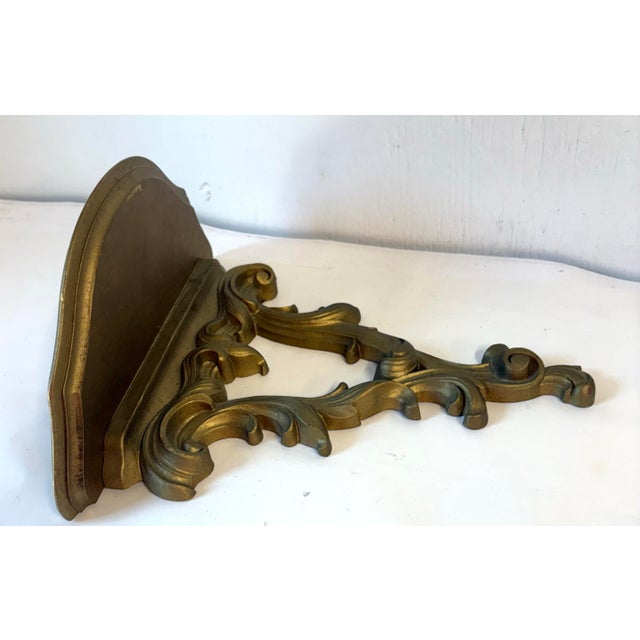 Mid 20th Century Vintage Syroco Wood Gold Wall Shelf For Sale - Image 5 of 9