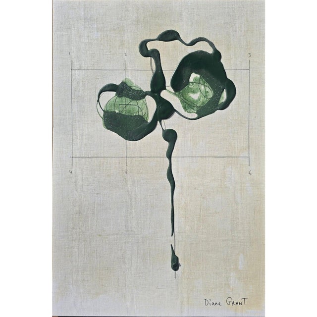 Contemporary 14.2" by 18.9" Set of 4 - Contemporary Dark Green Botanical Organic Modern Original Oil Paintings / Herbarium / Floral / Earth Tones For Sale - Image 3 of 8