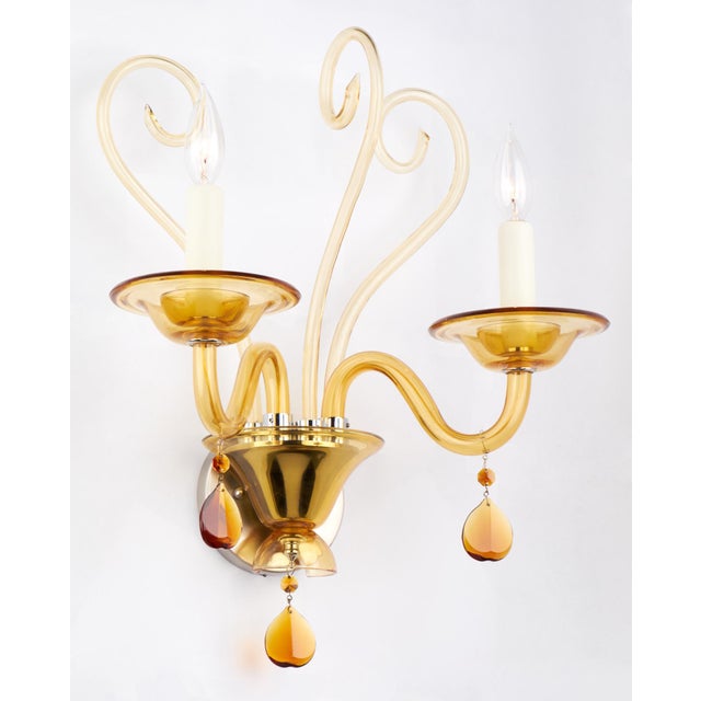 Vintage Murano Amber Glass Wall Sconce Chairish