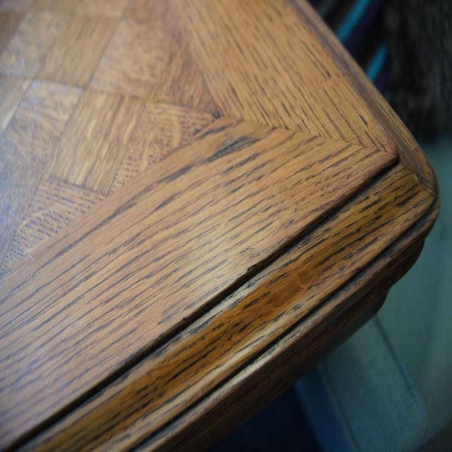 1930s Art Deco Oak Parquet Dining Table For Sale - Image 5 of 8