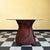 Table base in rattan marquetry with spiral patterns; the rattan has been dyed rosewood and varnished. Round, slightly...