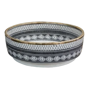 Ceramic Sink for Bathroom Brass Rim Vanity Sink Moroccan Handmade