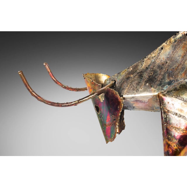 Brown Mid Century Modern / Brutalist Torch Cut Metal Bull Sculpture, USA, circa 1960's For Sale - Image 8 of 9