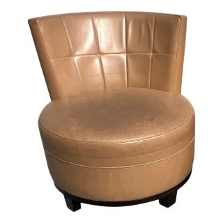 Pair of Swivel Leather Lounge Chairs Designed for Bloomingdale's For Sale