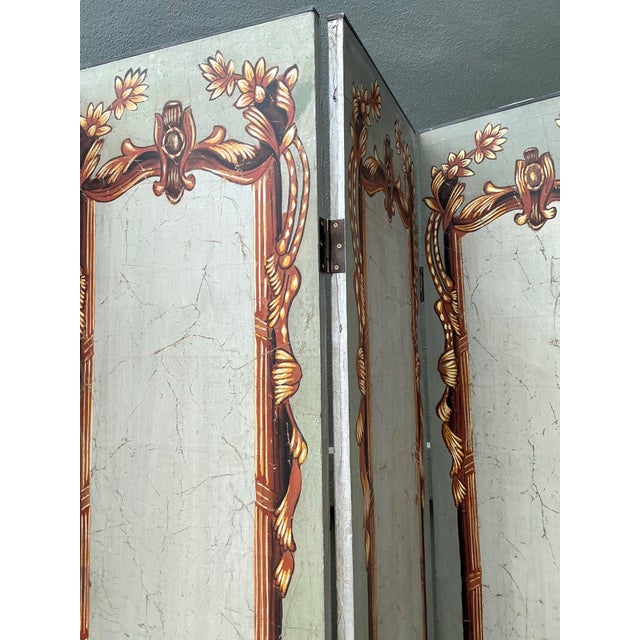 Vintage Neoclassical Paper Folding Screen For Sale - Image 13 of 18