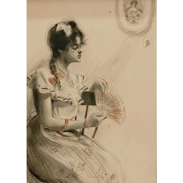 A 19th Century drawing of a Victorian woman, signed Claude Laures, NY 02.