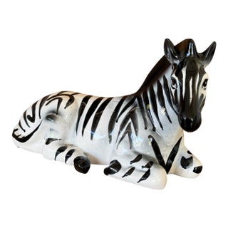 Vintage Regency Hand-Painted Ceramic Zebra Figurine by Sv Italy For Sale