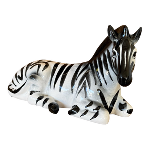 Vintage Regency Hand-Painted Ceramic Zebra Figurine by Sv Italy