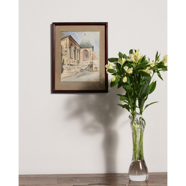 Traditional 20th Century "St. Patrick's" Watercolor by E. Lesage For Sale - Image 3 of 9
