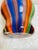 Vintage Millefiori Striped Italian Murano Attributed Heavy Glass Paperweight Vase For Sale - Image 6 of 11
