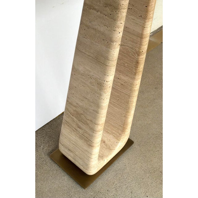 Revelation Modern Travertine About Turn Console Table For Sale - Image 4 of 5